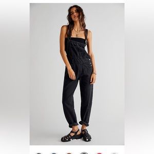 NWT Free People Ziggy Overalls in Mineral Black